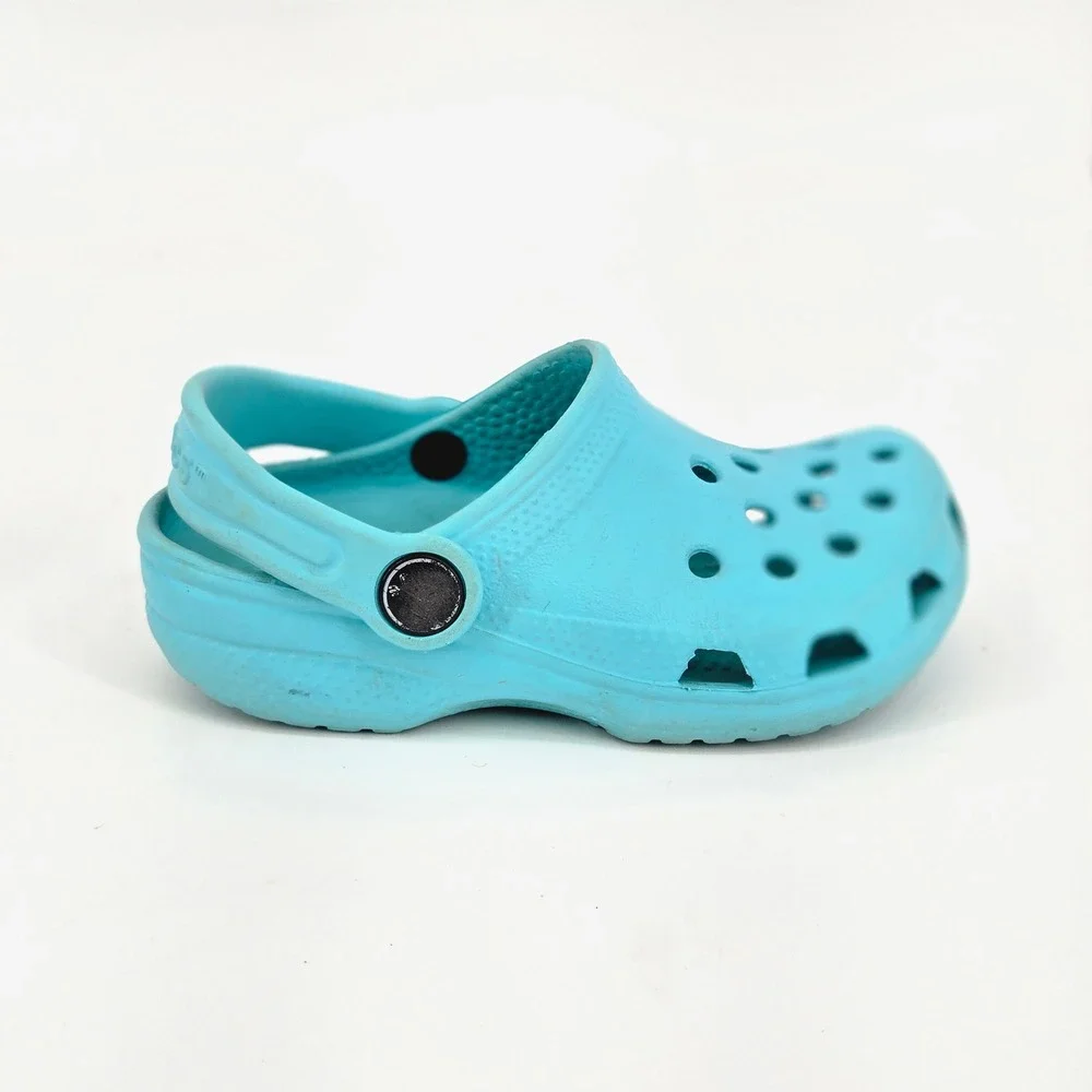 Crocs Toddler Classic Clog Sea Blue Waterproof Wide Toe Box Slip On Shoes 8 9